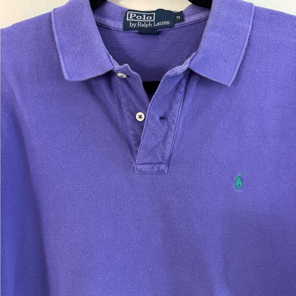 Ralph Lauren Purple Short Sleeve Polo Shirt Green Pony Sz M - Picture 2 of 8